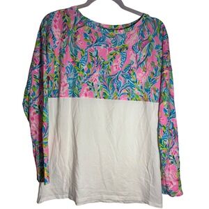 Lilly Pulitzer Finn Top Unicorn of‎ the Sea Size Small Long Sleeve Top Floral